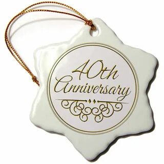 3dRose orn_154482_1 40th Anniversary Gift with Gold Text for