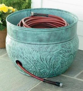 Suncast Lattice Hose Pot Storage Container Garden Watering I