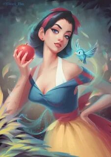 Snow White in 50s fashion style, an art print by Yimei Zhu