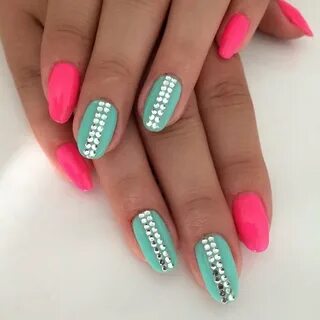 Turquoise and pink nails - The Best Images BestArtNails.com
