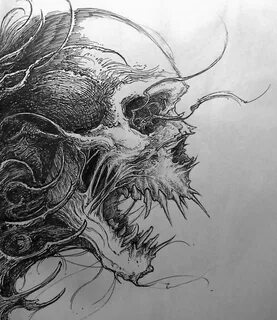 Evil Skull drawing Dark art drawings, Skulls drawing, Skull 