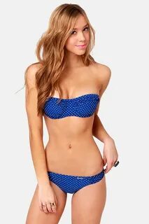 Billabong Stella Blue Polka Dot Bustier Bikini Bustier bikin