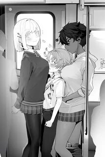 Safebooru - 1boy 2girls bangs blush closed mouth collared sh