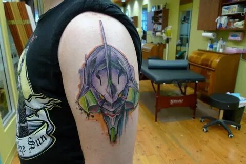 EVA Unit 01 Watercolor Tattoo (Got it a week ago!) : evangel