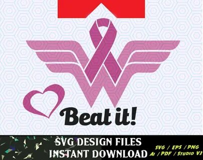 Wonder Woman Breast Cancer Awareness Ribbon Svg File for Ets