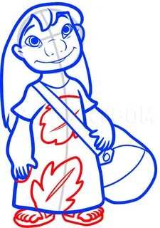 How To Draw Lilo From Lilo And Stitch, Step by Step, Drawing