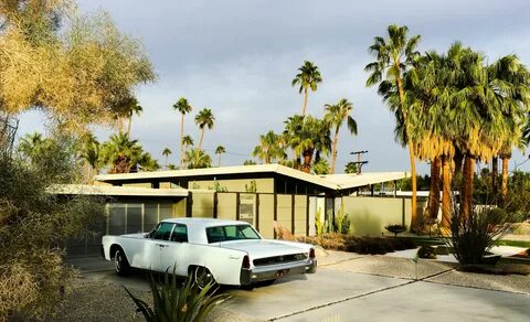 Twin Palms MCM with a butterfly roof. 100' x 100' lot. Palm 