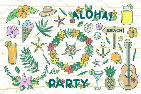 Aloha Party Illustrations Pattern #resize# vector# elements#