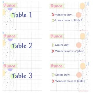 Play Bunco with Printable Bunco Score, Tally & Tent Cards Bu