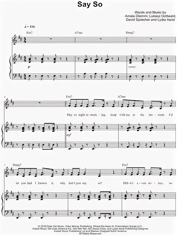 Say So Sheet Music to download and print