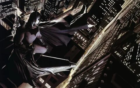 Скачать обои Бэтмен, Batman, Готем, Gotham, Alex Ross, разде