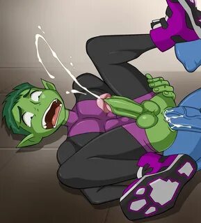 Xbooru - 2boys anal beast boy blue skin crossover cum cum in