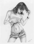Original Pencil Drawing Sexy Girl www.olgabell.ca Drawing by