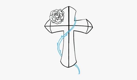 Easy Crosses With Roses Drawings , Transparent Cartoon, Free