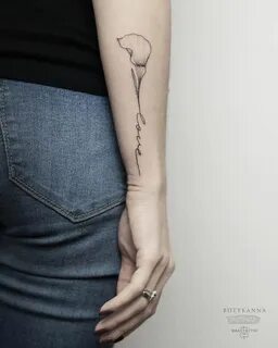 Calla Lily and Word Tattoo by Anna Botyk #tattoodesigns Call