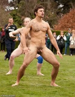 Men playing sports nude