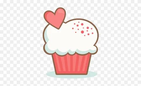 Vanilla Cupcake Clipart Heart - Cute Valentines Day Clipart 