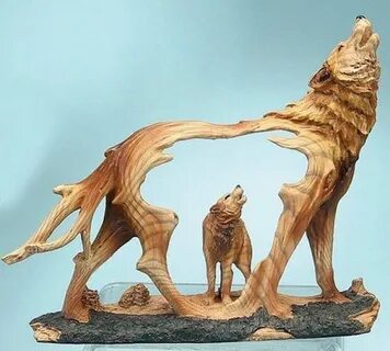 ТОП 10 фото скульптур волков. (Резьба по дереву) Wood carvin