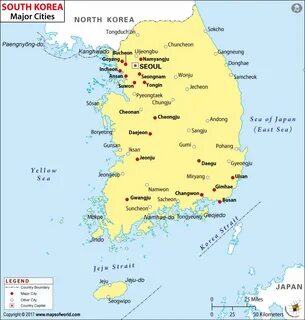 Cities in South Korea, Map of South Korea Cities