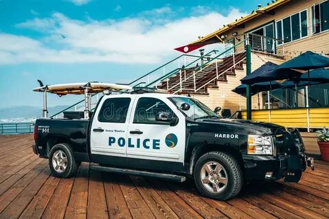 Police SUV Parked on the Santa Monica Pier. Editorial Photog