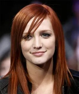 Ashlee Simpson Long Straight Casual Hairstyle Red Hair Ashle