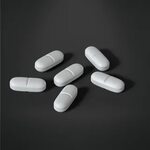 Six pills, black and white free image download