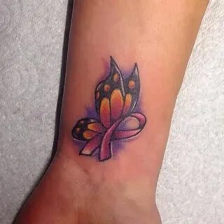 butterfly cross ribbon tattoo Cancer ribbon tattoos, Ribbon 