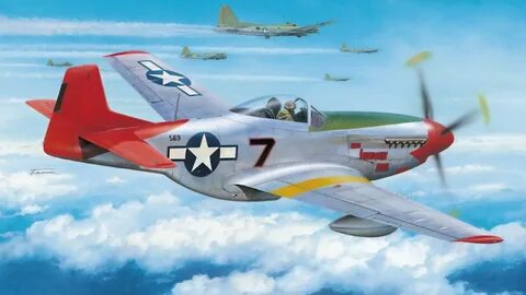 Картинка Самолеты P-51 D Mustang ww2 Tuskegee airmen летят 1