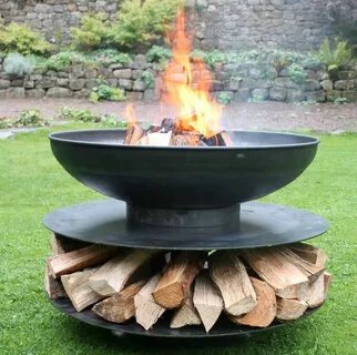 Ring Of Logs 90 With Swing Arm BBQ Rack Steel Firepit By Fir