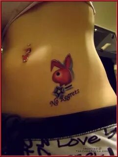 Simple Belly Button Tattoo Of Funny Cartoon