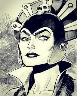 Evil Lyn Black and white sketches, Universe art, Sketches