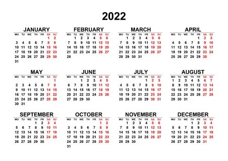 Календарь 2022 на английском языке - calendar12.ru