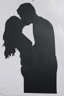 Kissing couple silhouette vinyl decal/decal/ window decal/vi