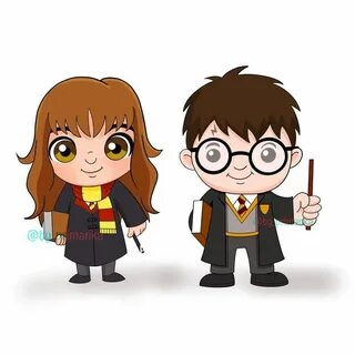 SVG Harry Potter Ron Hermione chibi, harrypotter Svg for cri