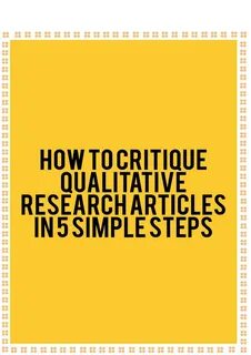 Qualitative Research Analysis Critique Paper Example / Research critique sample.