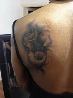 My calla lily tattoo. A cover up of a previous mandarin symb