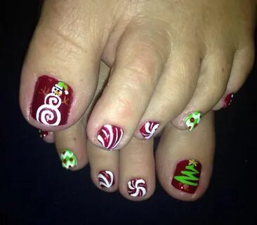 Christmas Pedicure Designs 24 Toe nail art, Holiday nails, T