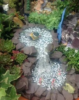 MY FAIRY GARDEN - THE WATER FEATURE. Two 'cracked glass' coa