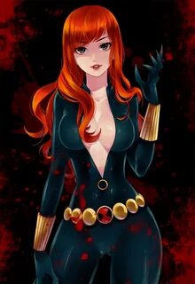 Safebooru - 1girl avengers black widow blood bodysuit breast