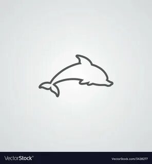 Dolphin outline symbol dark on white background Vector Image