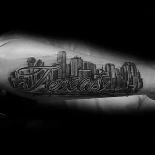 20 Dallas Skyline Tattoo Designs für Männer - Texas Ink Idee