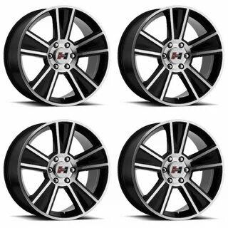 Set 4 20" Hurst HT223 Stunner Black Machined Wheels 20x9 6x1