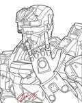 Spartan Halo Drawing Helmet Line Master Chief Armor Draw Dut