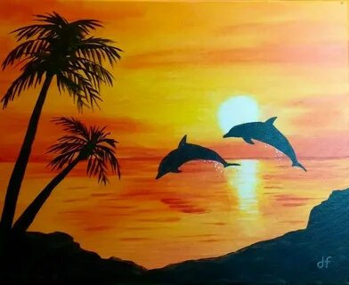 Sunset Beach Painting Silhouette / Sunset Beach Painting Haw