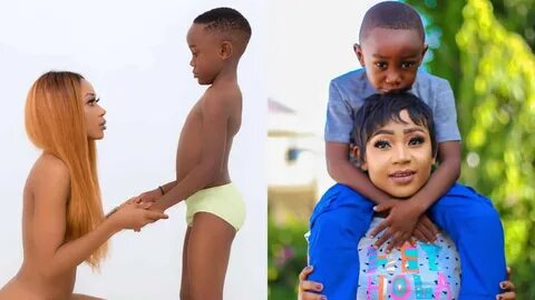 Ghanaian actress Akuapem Poloo poses nude with her son to ce