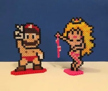 Beach Mario and Princess Peach Perler Bead by ThePixelizedPr