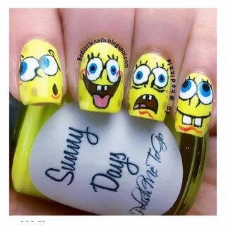 Spongebob nails Spongebob nails, Kids nail designs, Nail art