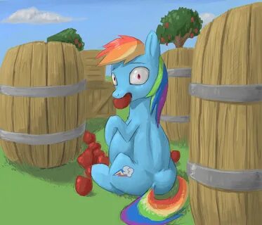#750716 - safe, artist:difetra, rainbow dash, apple, barrel,