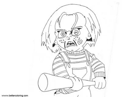 Chucky Coloring Pages With A Baseball Bat by captstar1 - Fre