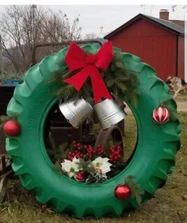 Tractor Tire Wreath.......... Outdoor christmas, Christmas d